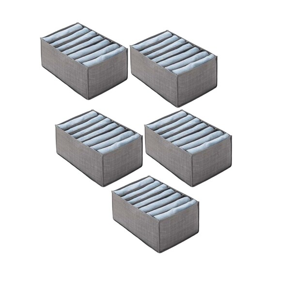 Clothes Organizer Cloth 7 Slots Dividers Cube Organizer 5Pcs Medium Gray OPO - Picture 1 of 7